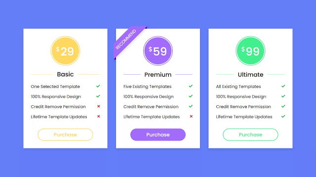 Responsive Pricing Tables using only HTML & CSS