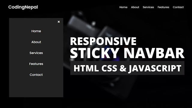 Responsive Sticky Navigation Bar using HTML CSS & JavaScript Responsive Sticky Navigation Bar using HTML CSS & JavaScript