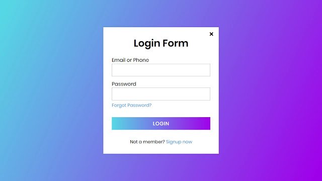 Popup Login Form Design in HTML & CSS