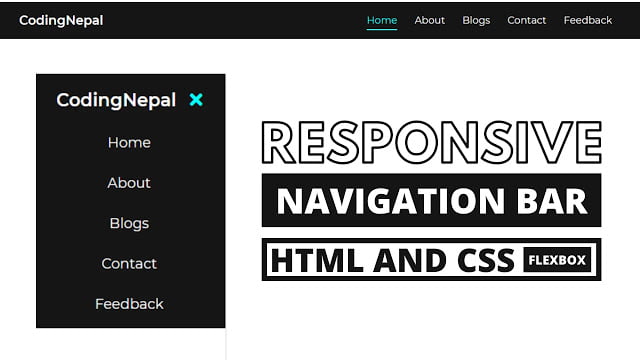 Responsive Navigation Menu Bar using CSS Flexbox
