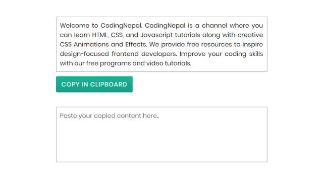 Copy Text to Clipboard Button in HTML CSS & Javascript