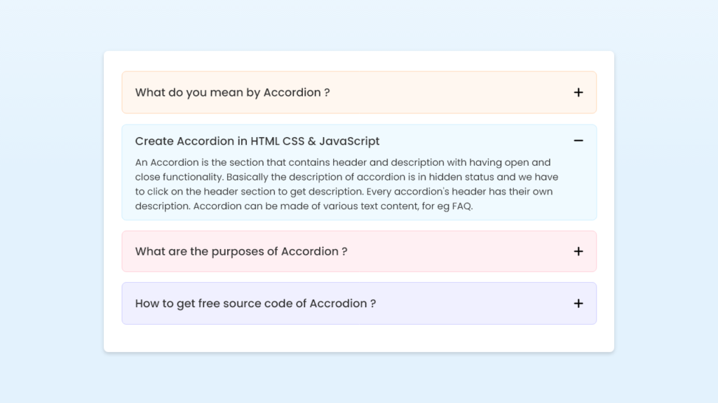 Create Accordion In HTML CSS & JavaScript