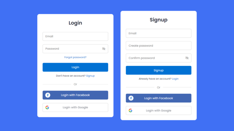 Login & Signup Form in HTML CSS JavaScript | With Source Code