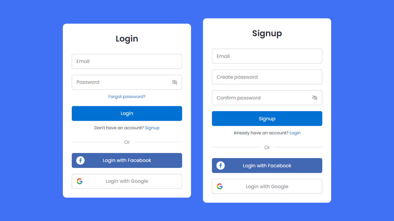 Facebook login form using html and css, UX/UI design