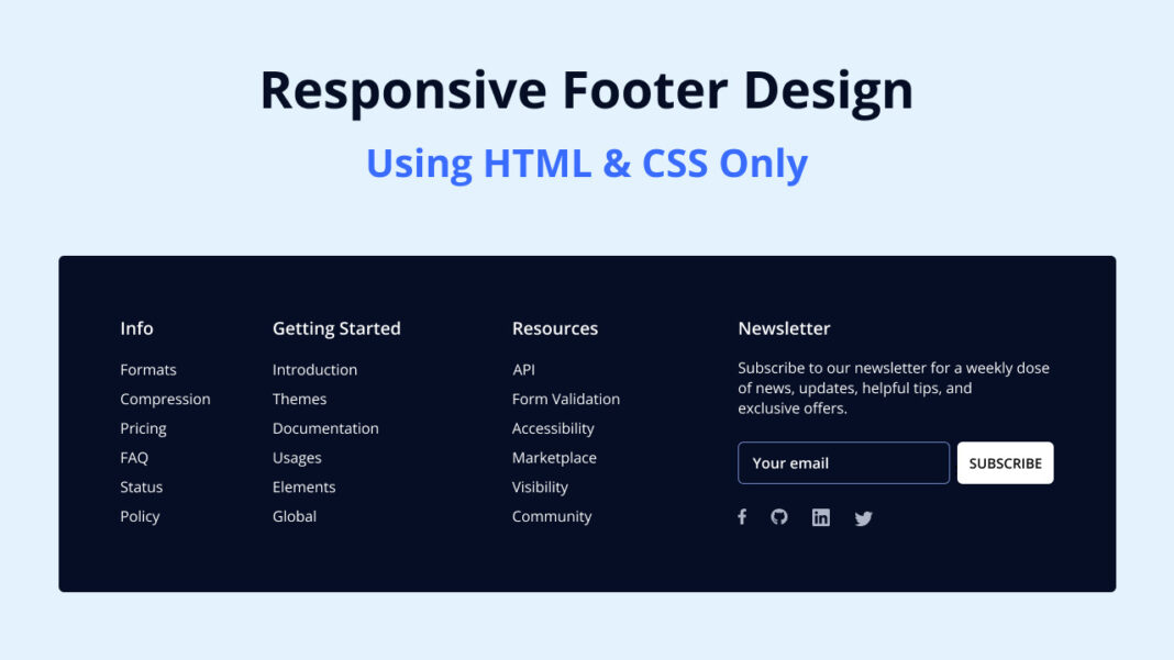 Create A Responsive Footer Section In HTML And CSS