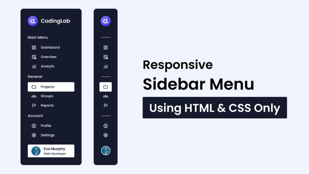 Create A Sidebar Menu using HTML and CSS only